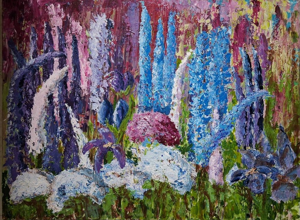 Kleurrijk bloemenveld schilderij, Ophalen of Verzenden