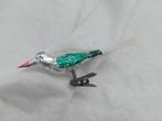 Mooie oude glazen kerstbal - vogel op knijper, Ophalen of Verzenden, Gebruikt