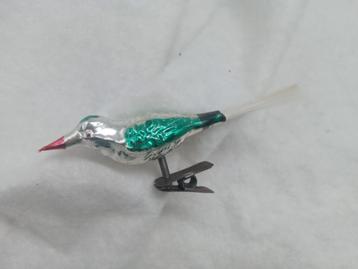 Mooie oude glazen kerstbal - vogel op knijper beschikbaar voor biedingen