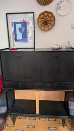 Vintage Zwarte Secretaire Bureau met Klep, Huis en Inrichting, Kasten | Secretaires, Ophalen, Gebruikt, Vintage