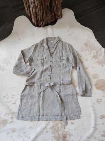 Taupe/ zandkleurige linnen blouse, maat 38  beschikbaar voor biedingen