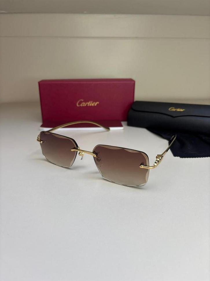 Cartier Panthere - Bruine Diamond Cut Glazen + Toebehoren, Sieraden, Tassen en Uiterlijk, Zonnebrillen en Brillen | Heren, Nieuw