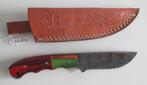 Handgesmeed Damast mes met lederen schede. FZ4832., Ophalen of Verzenden, Nieuw