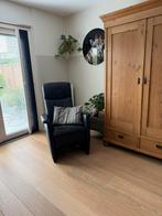 Relaxfauteuil zwart leder, Huis en Inrichting, Fauteuils, Ophalen, Zo goed als nieuw