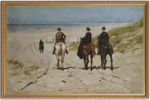Olieverfreplica Mauve: Morgenrit langs het strand, ingelijst, Antiek en Kunst, Kunst | Schilderijen | Klassiek, Verzenden