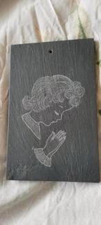 leistenen tegeltje met afbeelding van biddende vrouw, Antiek en Kunst, Ophalen of Verzenden