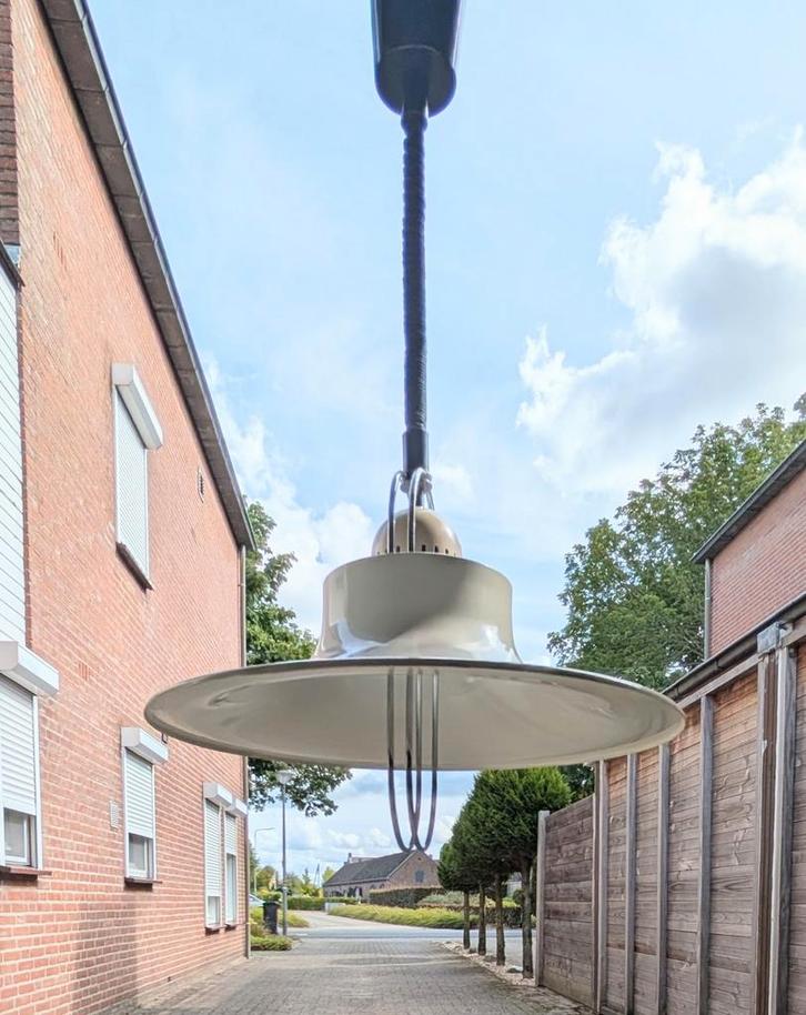 Vintage hanglamp Brevettato Rolly Italy wit metaal, Huis en Inrichting, Lampen | Hanglampen, Gebruikt, 50 tot 75 cm, Metaal, Ophalen