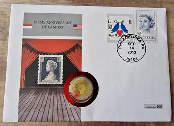 *Grace Kelly Envelop met Munt & Postzegels - Monaco beschikbaar voor biedingen