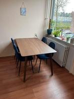 eettafel en stoelen, Huis en Inrichting, Tafels | Eettafels, Ophalen, Eikenhout, Zo goed als nieuw, Vijf personen of meer