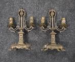 Paar antieke messing kandelaars Renaissance, Antiek en Kunst, Antiek | Kandelaars, Ophalen of Verzenden, Koper of Brons