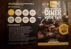 Twee dinerbonnen 3 gangen voor slechts 47.50, Ophalen of Verzenden, Winkel, Super of Benzinepomp, Zegels, Bonnen of Punten