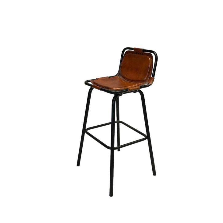 Stoere industriële barkrukken – geitenleer + zwart metaal, Huis en Inrichting, Barkrukken, Nieuw, 90 cm of meer, Leer, Metaal