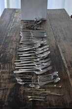 Partij bestek 70 stuks messen vorken lepels etc vintage, Ophalen of Verzenden, Gebruikt, Rvs of Chroom, Los bestek