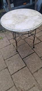 tuin tafel +marmeren blad + (smeed)ijzer onderstel(brocante), Ophalen, Gebruikt, Rond, Overige materialen