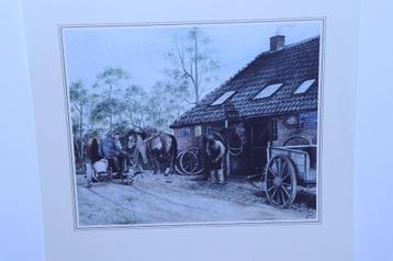 Schilderij Oud Beeld Hollands Boeren Landschap (hoefsmid)