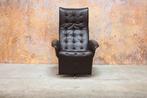 ZGANieuw bruine leren Jori Square design relaxfauteuil, Jori, Design, 75 tot 100 cm, Ophalen of Verzenden