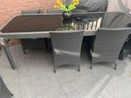Mooie grote tuintafel met glasplaat - 250cm, Tuin en Terras, Ophalen, Gebruikt, Rechthoekig, Wicker