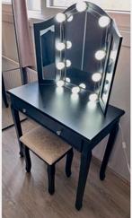 Kaptafel makeup tafel zwart met lampjes, 50 tot 100 cm, Minder dan 100 cm, Gebruikt, Ophalen of Verzenden