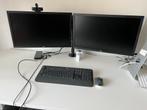 Compleet Bureau Set: 2x 24" Schermen, Toetsenbord, Muis, Doc, Ophalen, Full HD, Ingebouwde camera, 60 Hz of minder