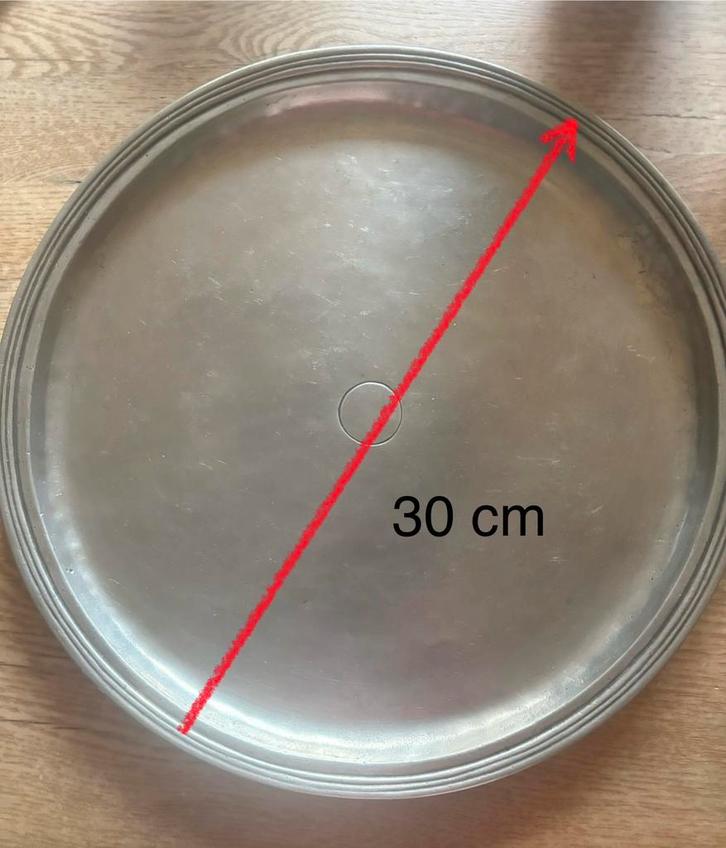 Marinoni Tinnen Bord - Handgemaakt - 30cm Diameter, Antiek en Kunst, Antiek | Tin, Ophalen of Verzenden