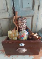 Antieke 3hoeks lade met emaille bordje & greep, Antiek en Kunst, Ophalen of Verzenden