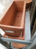 2x terracotta plantenbak met opvangbak, Tuin en Terras, Bloembakken en Plantenbakken, Ophalen, Steen, Minder dan 30 cm, Minder dan 60 cm