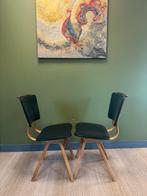 Twee mid century stoeltjes met kunst leder bekleding, Ophalen, Gebruikt, Twee, Zwart