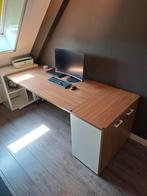 Bureau met archiefkast 200 x 80 cm (wit / noten), Huis en Inrichting, Bureaus, Ophalen, Zo goed als nieuw