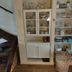 Witte servieskast met glasdeuren, Ophalen of Verzenden, Gebruikt