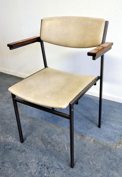 Stoelen, Gijs van der Sluis design , vintage!, Huis en Inrichting, Stoelen, Gebruikt, Drie, Hout, Kunststof, Metaal, Grijs, Ophalen