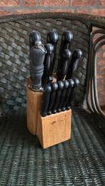 Messenblok incl 12 messen bk excellent, Ophalen, Zo goed als nieuw, Rvs of Chroom