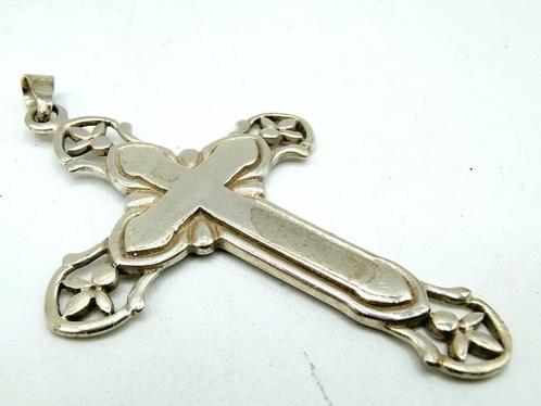 Grote vintage zilveren kruishanger, gratis verzending!, Sieraden, Tassen en Uiterlijk, Kettinghangers, Gebruikt, Zilver, Zilver