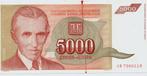 23-1595 Yugoslavie 5000 dinar 1993, Ophalen of Verzenden, Overige landen, Los biljet