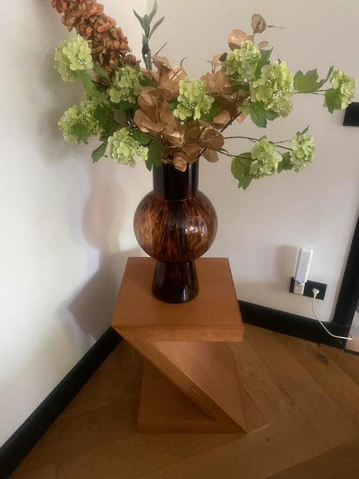 Houten Z-vorm Bijzettafel, Huis en Inrichting, Tafels | Bijzettafels, Gebruikt, Overige vormen, 45 tot 60 cm, Minder dan 55 cm