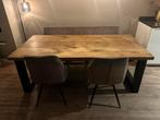Massief eiken eettafel., Huis en Inrichting, Tafels | Eettafels, Ophalen, Gebruikt, 200 cm of meer, 50 tot 100 cm