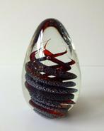 Glazen object peervormig helder met rood zwart grijs 2548-g, Ophalen of Verzenden