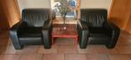 2 grote leren stoelen / fauteuils, Ophalen, Gebruikt, 50 tot 75 cm, Leer