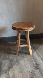 Landelijk Teak Houten Krukje tafeltje bijzettafeltje, Ophalen, Zo goed als nieuw, Hout