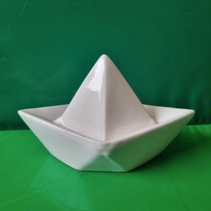 Vintage witte porseleinen origami boot, Antiek en Kunst, Antiek | Keramiek en Aardewerk, Ophalen of Verzenden