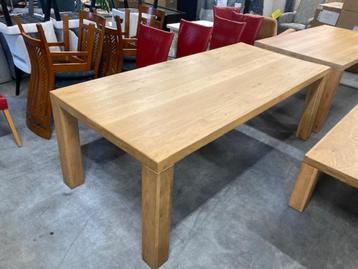 eettafel massief blank eikenhout 220 x 100 cm ALS NIEUW