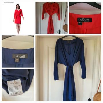 2 leuke jurkjes travelstof ladress mt l la dress vhals beschikbaar voor biedingen