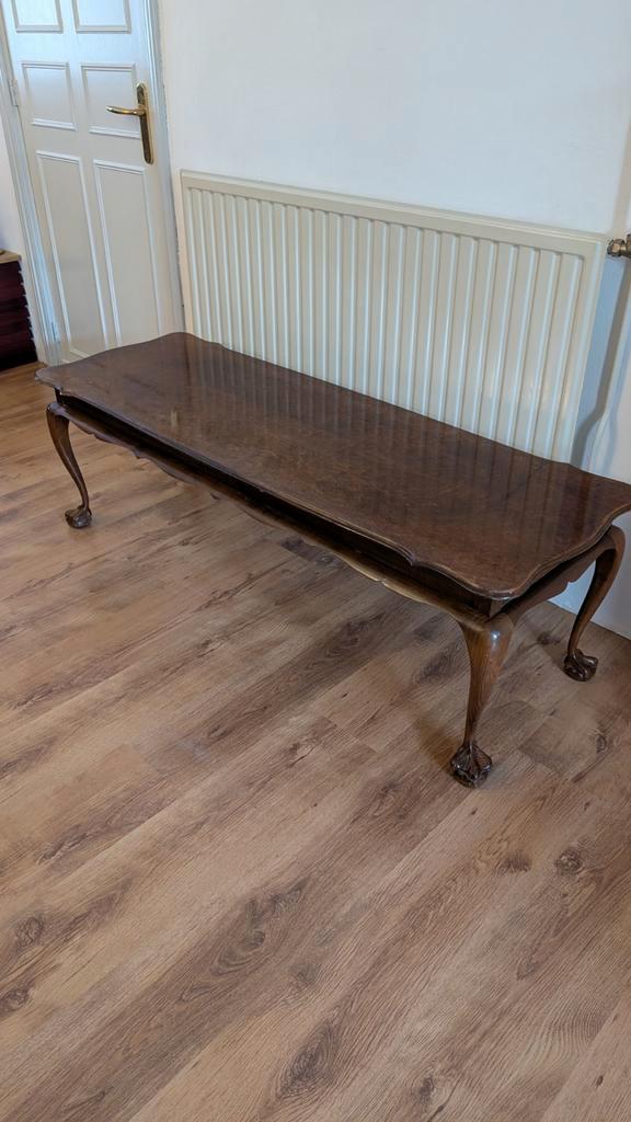 Roze houten salontafel - antiek, Huis en Inrichting, Tafels | Salontafels, Gebruikt, Minder dan 50 cm, 50 tot 100 cm, 100 tot 150 cm