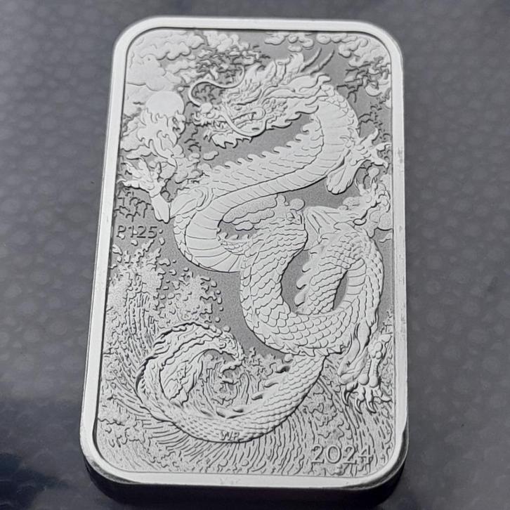 2024 Australia 1 oz silver Dragon Rectangle BU, Postzegels en Munten, Munten | Oceanië, Zilver, Ophalen of Verzenden