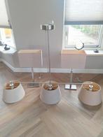 Lampen set: 2x tafellamp, 1x hanglamp - RVS Taupe, Huis en Inrichting, Lampen | Hanglampen, Ophalen of Verzenden, Zo goed als nieuw