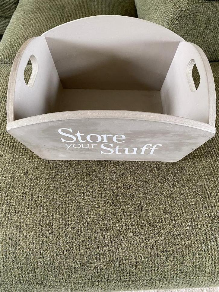 Houten opberger - Store your stuff - decoratief & praktisch, Huis en Inrichting, Woonaccessoires | Schalen en Manden, Gebruikt