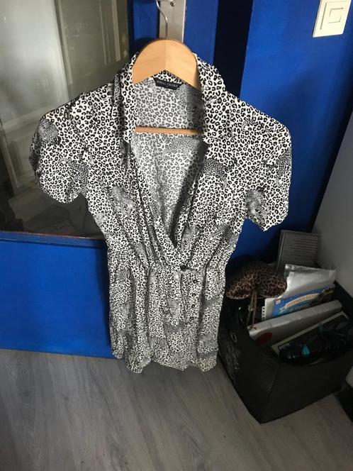 Leuke witte panter print jurkje, Kleding | Dames, Jurken, Nieuw, Maat 36 (S), Wit, Boven de knie, Verzenden
