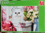 Puzzel 1500 stukjes: Cat in a Basket, Ophalen of Verzenden, 500 t/m 1500 stukjes, Gebruikt, Legpuzzel