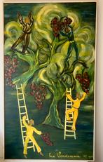 Zeer groot decoratief schilderij wijnoogst, Antiek en Kunst, Kunst | Schilderijen | Modern, Ophalen of Verzenden