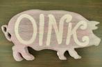 Handbeschilderd uniek houten varkentje OINK / Farm to table, Verzenden, Nieuw, Wanddecoratie