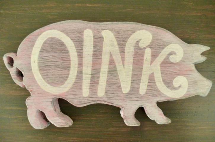 Handbeschilderd uniek houten varkentje OINK / Farm to table, Kinderen en Baby's, Kinderkamer | Inrichting en Decoratie, Nieuw